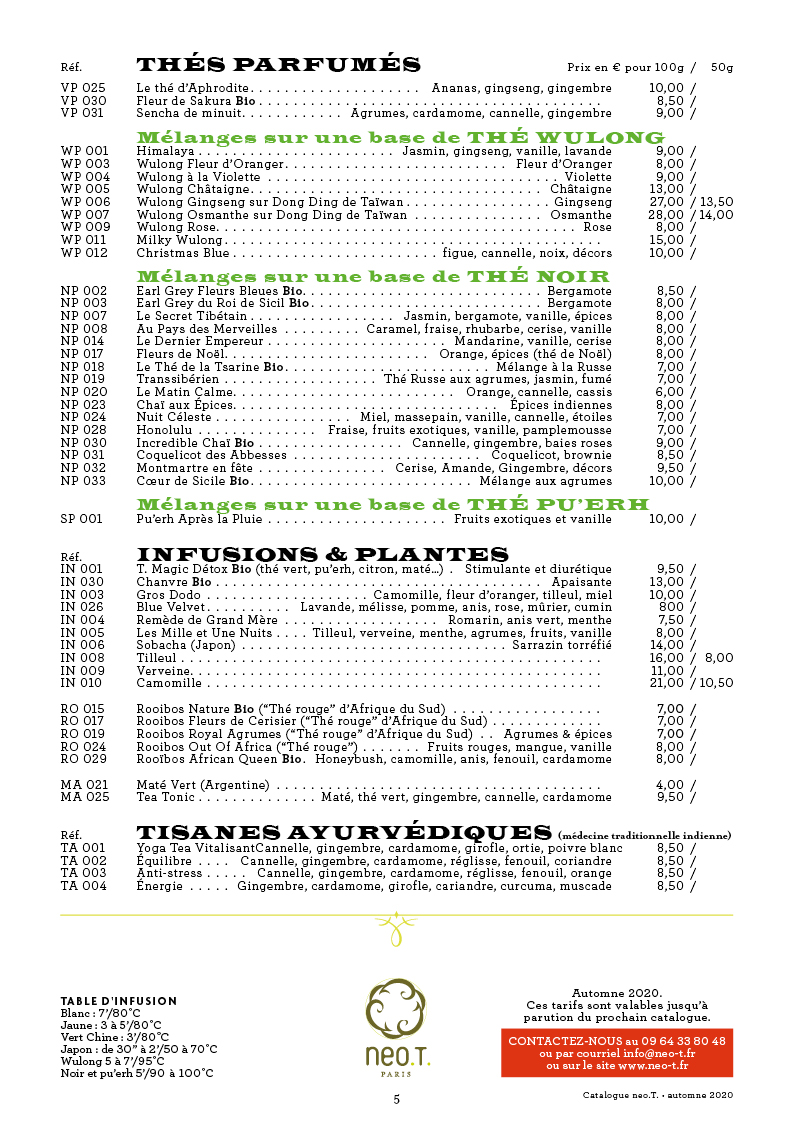 Catalogue des thés neo.T. page 5