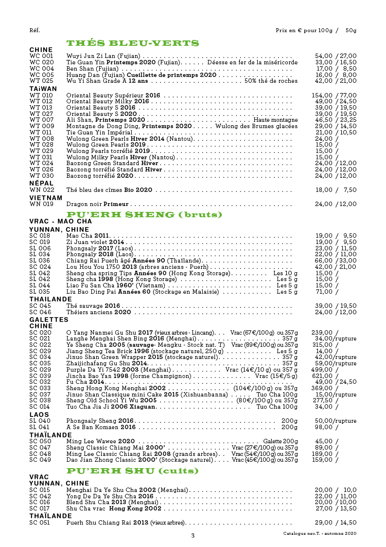Catalogue des thés neo.T. page 3