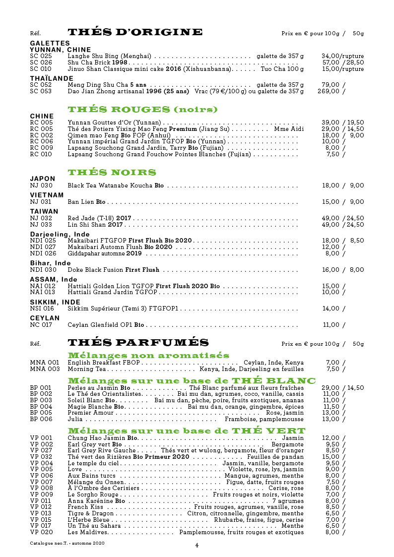 Catalogue des thés neo.T. page 4